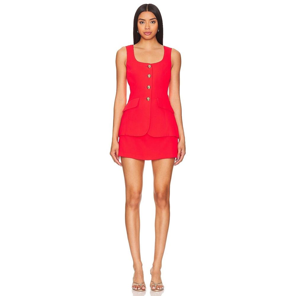 Amanda Richard Women’s Kya Romper In Crimson Gold Buttons Size Medium
